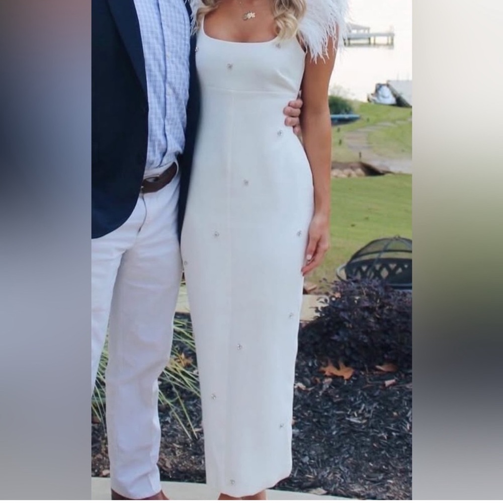 Likely Feather Cameron White Midi Dress